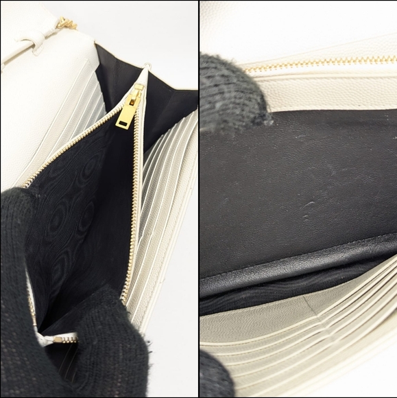 ✨️💎AUTHENTIC  SAINT LAURENT CASSANDRE CHAIN WALLET IN GRAIN DE POUDRE LEATHER - Picture 14 of 15